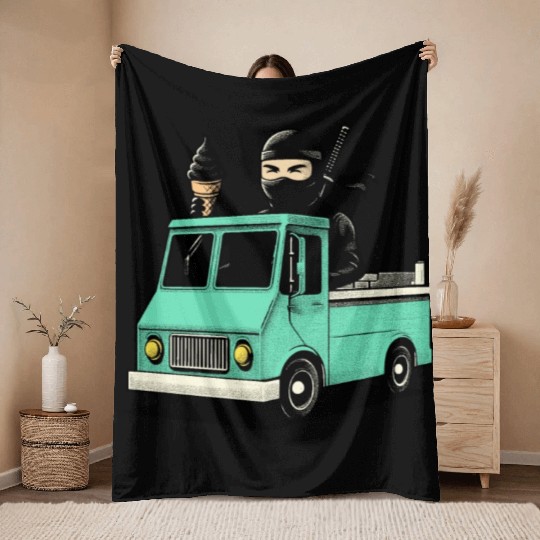 Ice Cream Ninja Throw Blankets