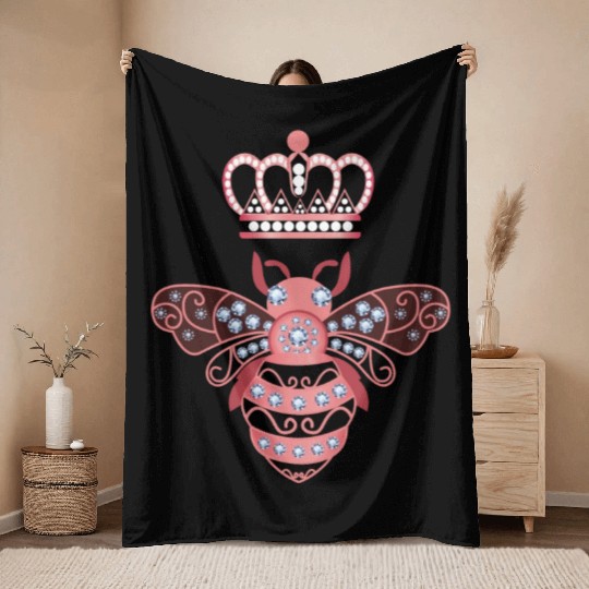Queen Bee Crown Women Hive Beekeeping Bee Women Throw Blankets