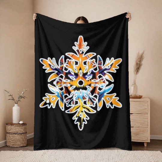Snow flake kid Throw Blankets