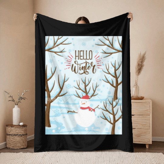 Hello Winter Wonderland Throw Blankets