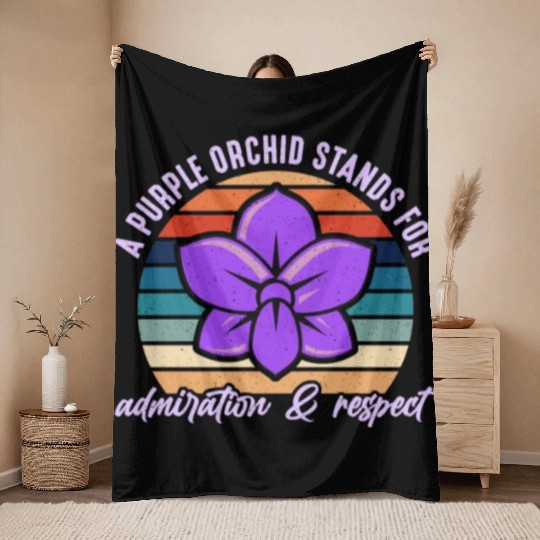 Orchids A Purple Orchid Stands Retro Horticulture Throw Blankets