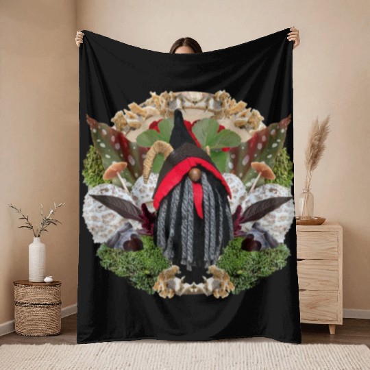 Krampus in Nature Throw Blankets