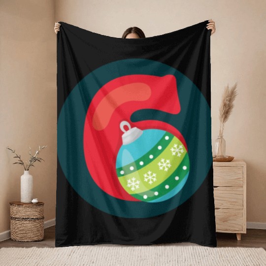 Number 6 Christmas Balls Age Six Throw Blankets