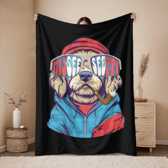 MISEESEEPPI, dog, USA, Mississippi Throw Blankets
