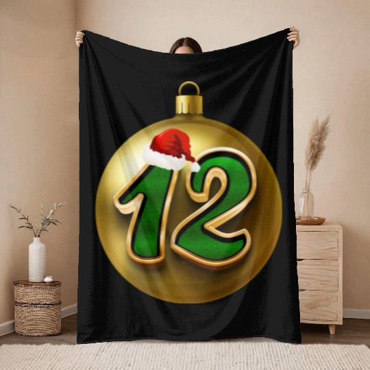 12 Dozen Christmas Balls Decorations - NR Twelve Throw Blankets