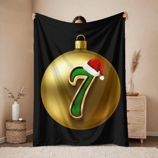 Lucky Seven Number - 7th Christmas Birthday Throw Blankets