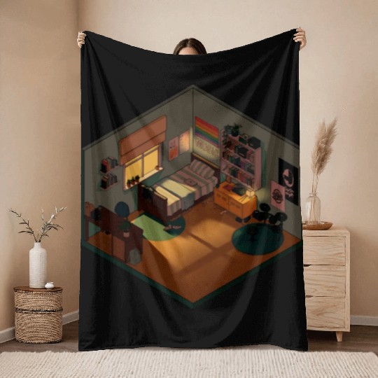 Heartstopper isometric bedroom Throw Blankets