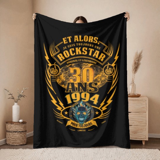 30th Birthday 1994 Rock'n Roll Forever Gift Throw Blankets