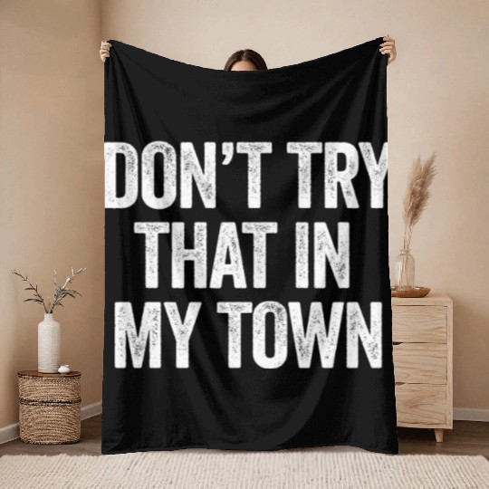 Try That In A Small Town American Flag Eagle Throw Blankets