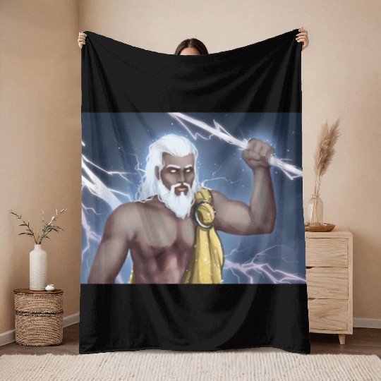 A Titan holding a lightning bolt Throw Blankets
