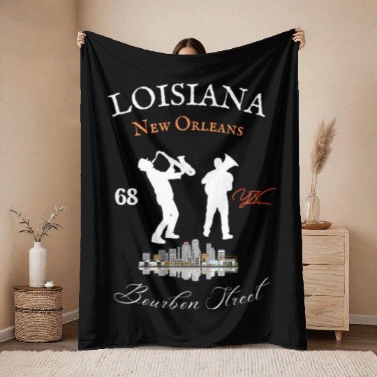 Louisiana New Orleans Bourbon street Throw Blankets