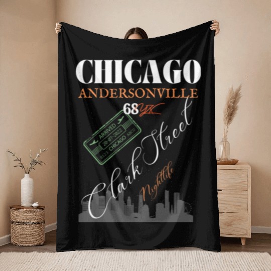Chicago andersonville clarkstreet Throw Blankets