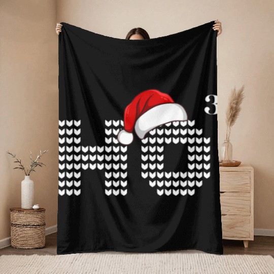 HO HO HO Christmas Funny Santa Throw Blankets