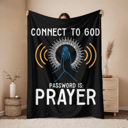 Connect to God I Love Jesus Believer Worship Throw Blankets