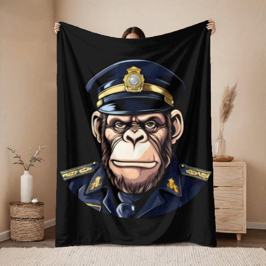 Chimpanzee policeman Throw Blankets