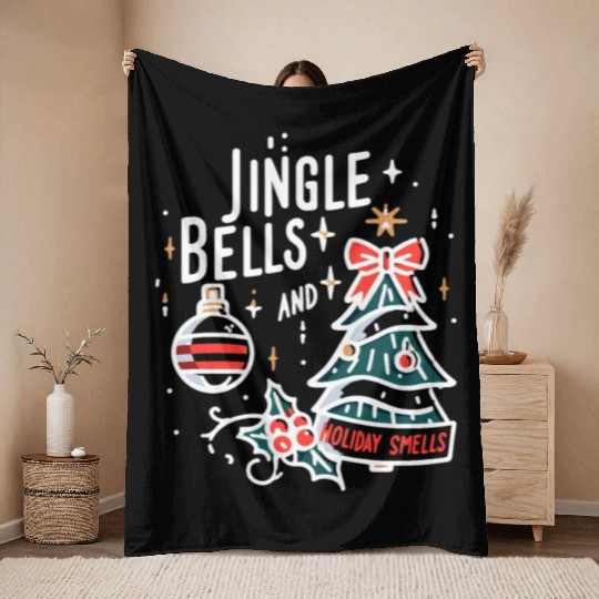 Jingle Bells and Holiday Smells Throw Blankets