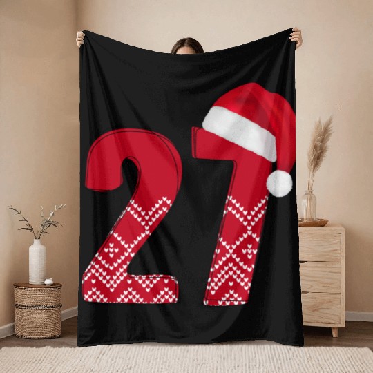 27 Christmas Birthday Number - Age Twenty Seven Throw Blankets
