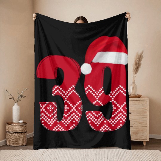 39th Xmas Bday Celebration - Number Thirty Nine Throw Blankets
