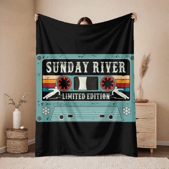 Vintage Sunday River Ski Throw Blankets