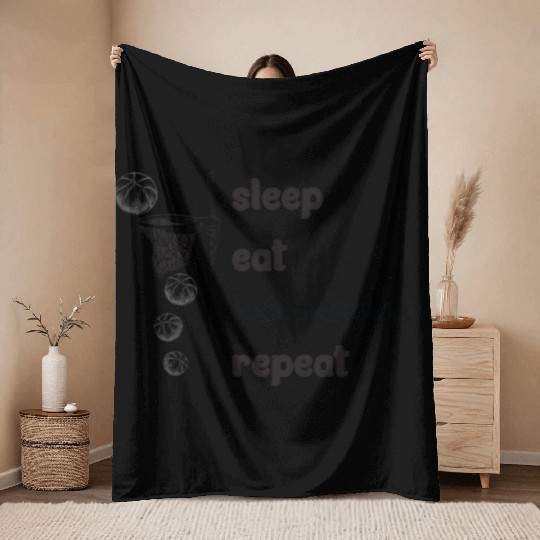 Basketball Coach Sleep Eat Basketball Repeat Throw Blankets