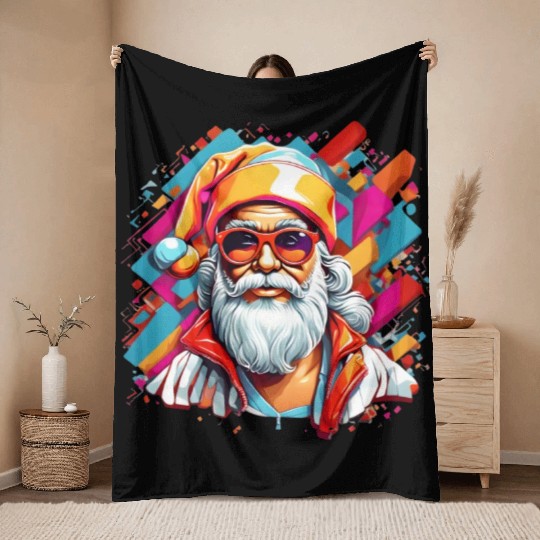 Y2K Santa Claus Throw Blankets