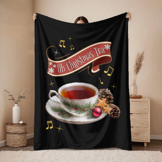 Oh Christmas Tea Throw Blankets