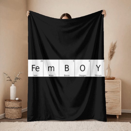 Periodic Table Chemical Element Femboy Bigender Si Throw Blankets
