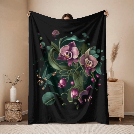 Orchid Inspired Flower Plant Lover Funny Gardening Throw Blankets