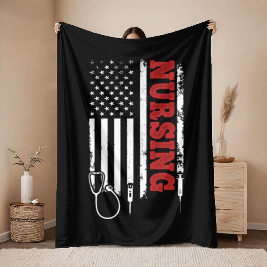 Nursing Registered Nurse Hospital Nurse Nurse US F Throw Blankets