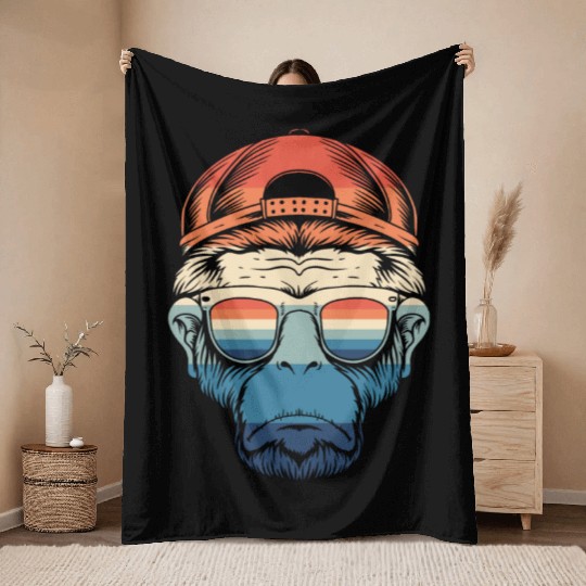 Cheeky Chic: Monkey Face Apparel Throw Blankets