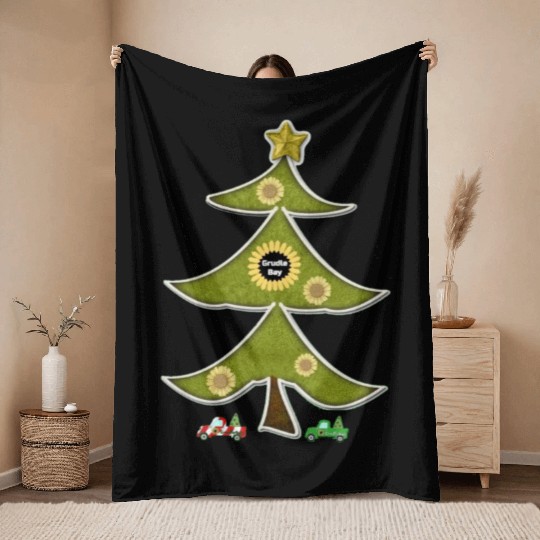 The Crazy Grudlebay Sunflower Christmas Tree Throw Blankets