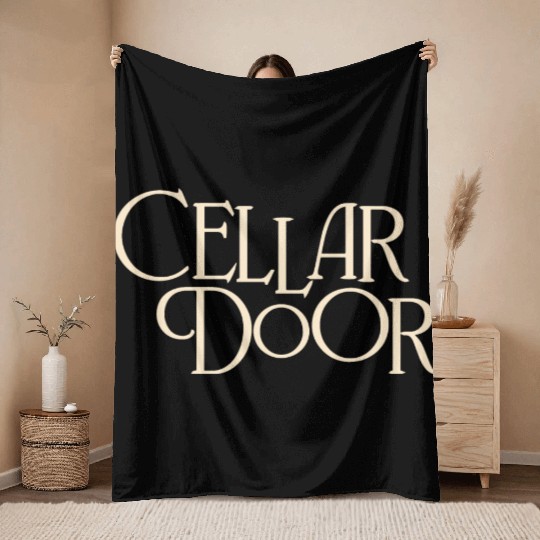 Cellar Door Beautiful Typography in Cream Throw Blankets