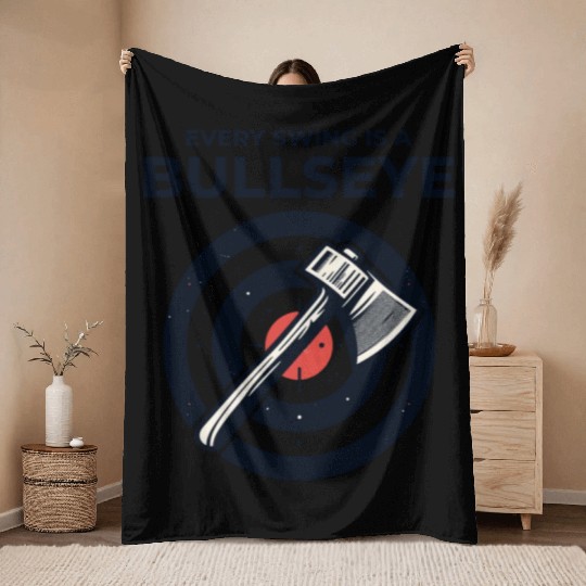 Axe Throwing Axe Thrower Lumberjack Funny Bullseye Throw Blankets