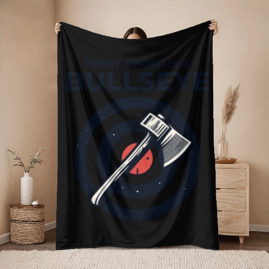 Axe Throwing Axe Thrower Lumberjack Funny Bullseye Throw Blankets
