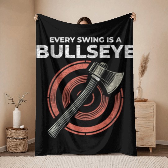 Axe Throwing Axe Thrower Lumberjack Funny Bullseye Throw Blankets