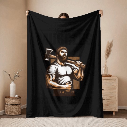 Muscle-Forged Mastery: Lumberjack's Axe Throwing Throw Blankets