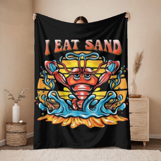 I Eat Sand and Muscular Shrimp Throw Blankets
