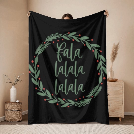 Fa La La Sage Green Christmas Wreath Fun Throw Blankets