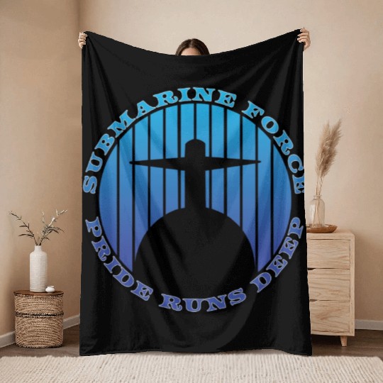 Submarine Force Pride Runs Deep Ocean Blue Throw Blankets