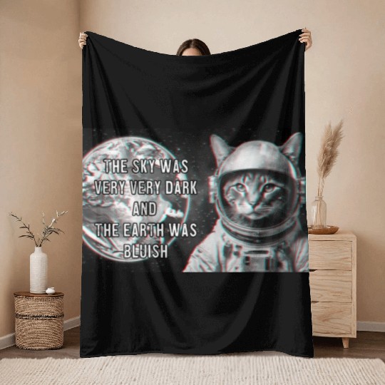 a Cat Astronaut Gazing at Earth, Throw Blankets