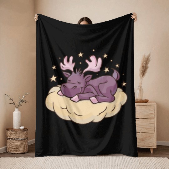 I Moose Have My Sleep Youth Cute Moose Throw Blankets