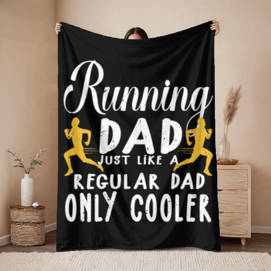 Funny Running For Men Dad Marathon Runner Coach Ma Throw Blankets
