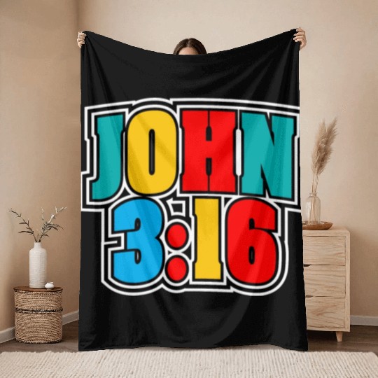 John 3:16 Love Jesus Bible Text Christian Throw Blankets