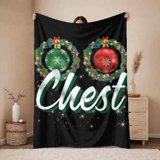 Chest Nuts Christmas Couple Funny Matching Throw Blankets