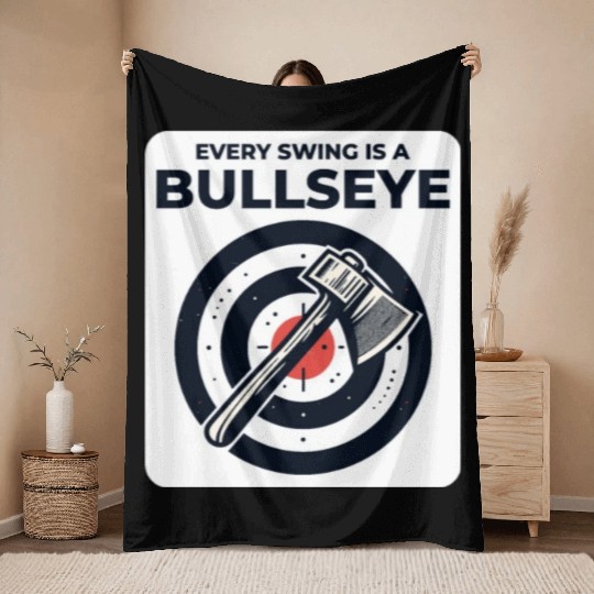 Axe Throwing Axe Thrower Lumberjack Funny Bullseye Throw Blankets