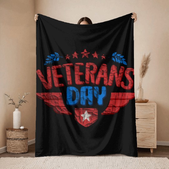 Happy Veteran Day Throw Blankets US Army Veteran