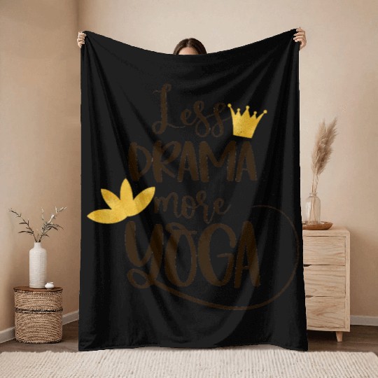 Less Drama More Yoga Throw Blankets