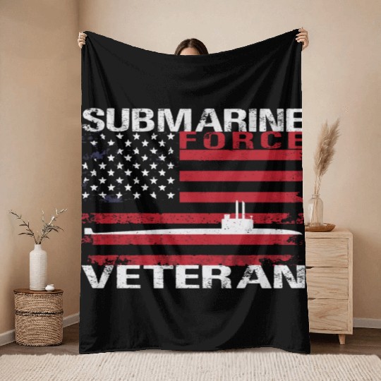 Submarine Force Veteran Usa Flag White Stars Throw Blankets