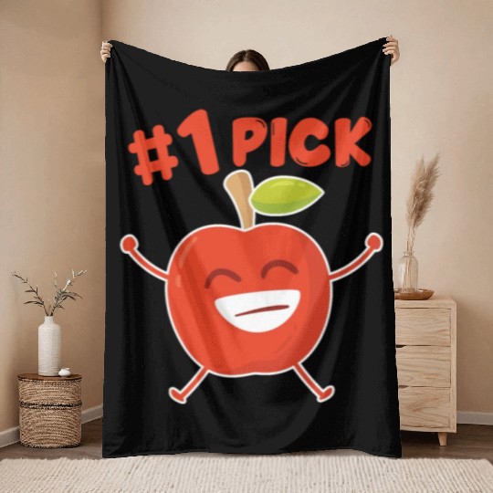 Apple Number 1 Pick Apple Orchard Apple Picking Throw Blankets