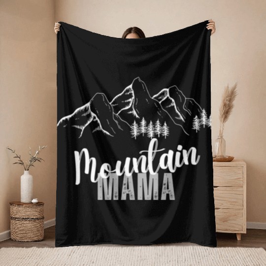 Mountain Mama, 3 Mountain peaks Throw Blankets